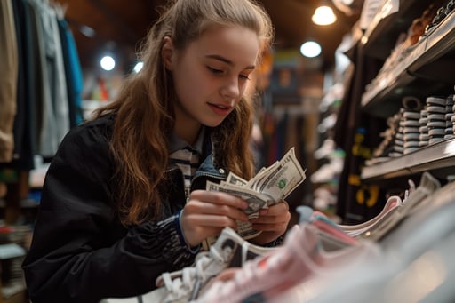 portrait-woman-surrounded-by-money